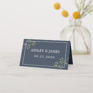 Carte De Placement Chic Eucalyptus Green Navy Mariage botanique bleu