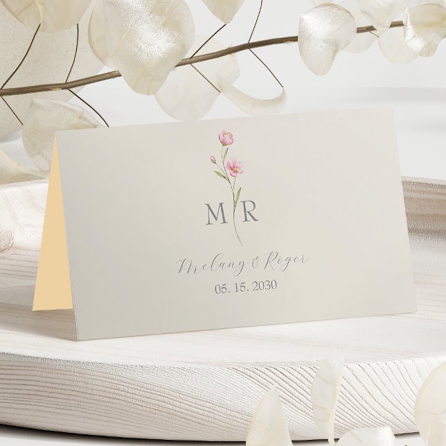 Carte De Placement Chic Fleur sauvage Mariage Carte Place (Créateur téléchargé)