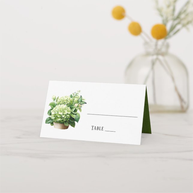Carte De Placement Chic Geen Hydrangea Butterfly Mariage (Devant)