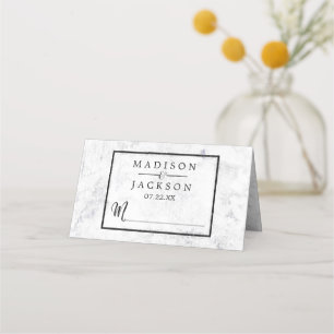Carte De Placement Chic Marbre blanc Numéro de table Nom du siège