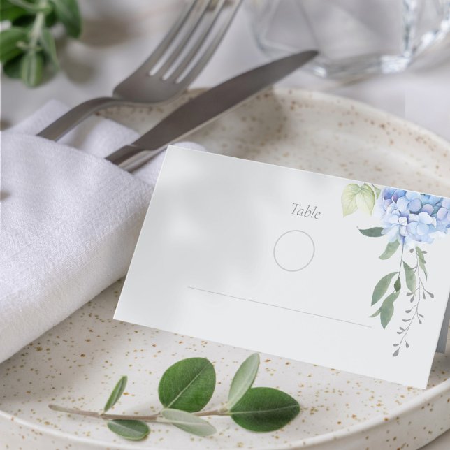 Carte De Placement Chic moderne Blue Hydrangea Mariage Table (Créateur téléchargé)
