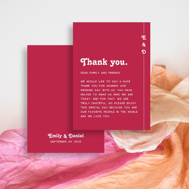 Carte De Placement Chic Retro brillant Mariage rose chaud Merci (Créateur téléchargé)