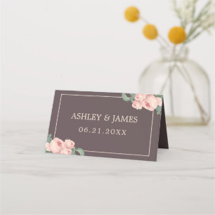 Carte De Placement Chic Rose rose Vintage Mariage Bourgogne