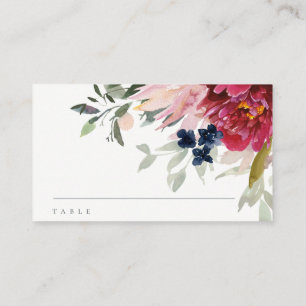 Carte De Placement Chic Rouge Bourgogne Bleu Bleu Or Floral Baptême