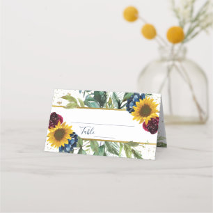 Carte De Placement Chic Sunflower Parties scintillant or Fête des mar