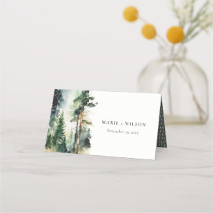 Carte De Placement Chic Watercolor Site du Mariage de forêt de bois