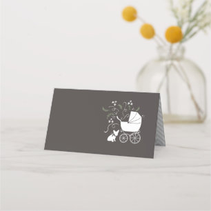 Carte De Placement Chien de taureau français Baby shower gris
