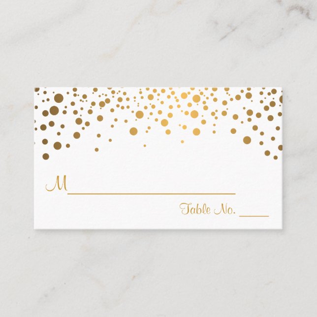 Carte De Placement Chiffres blanc et or Chevron et Confetti 2 (Devant)