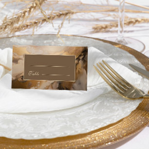Carte De Placement Chocolat d'or moderne Mariage d'aquarelle artistiq