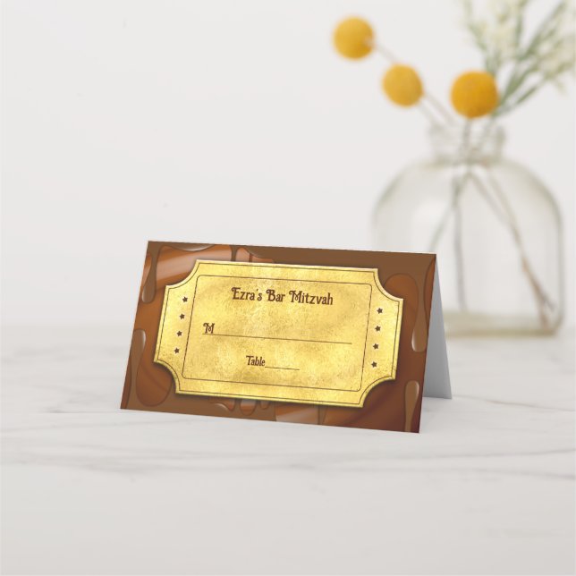 Carte De Placement Chocolat Golden Ticket Bar ou Bat mitzvah (Devant)