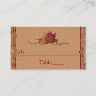 Carte De Placement Chute d'amour, Feuilles d'automne, Mariage Burlap