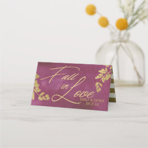Carte De Placement Chute en amour Automne Gold et Cranberry Seating