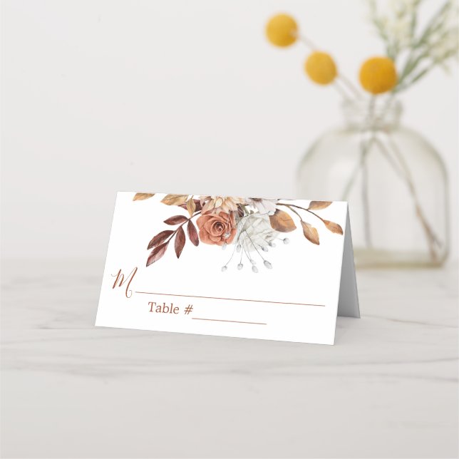 Carte De Placement Chute Floral Bouquet Blanc Mariage Carte Place (Devant)