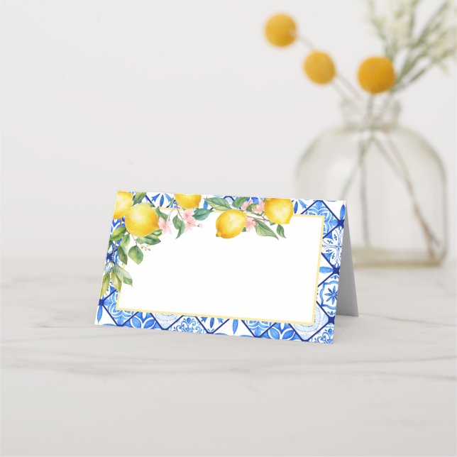 Carte De Placement Citrons méditerranéens Carrelage bleu italien Étiq (Devant)