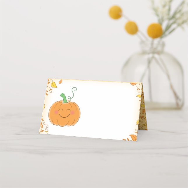 Carte De Placement Citrouille Baby shower mignon automne (Devant)