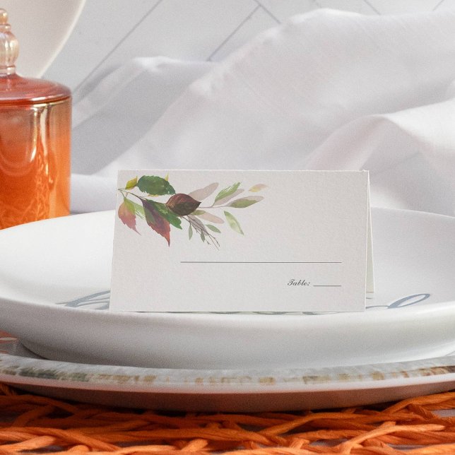 Carte De Placement Citrouille blanc et Mariage de Marsala Foliage d'a (Thanksgiving place cards fall leaves )