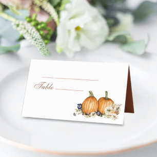Carte De Placement Citrouille botanique Rustique Mariage de automne d