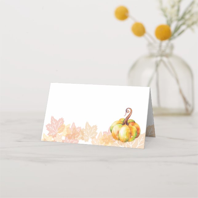 Carte De Placement Citrouille d'aquarelle simple Thanksgiving (Devant)