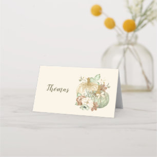 Carte De Placement Citrouilles de Thanksgiving Vert Ivoire Or Brun
