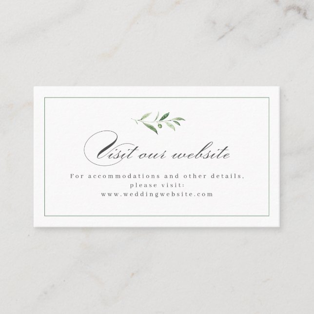 Carte De Placement Classic Elegance Green Website Insertion Card (Devant)