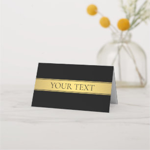 Carte De Placement Classy Faux Gold Stripe & Black Arrière - plan ou 