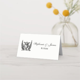Carte De Placement Coeur héraldique avec ailes Armoiries Crest