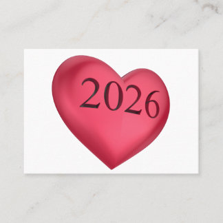 Carte De Placement Cœur rouge gravé avec 2026