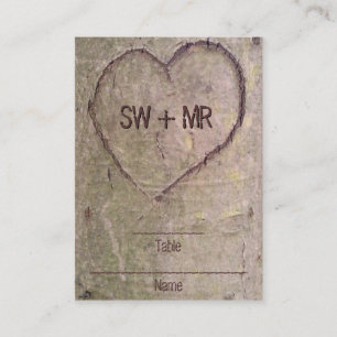 Carte De Placement Coeur sculpté dans l'arbre, personnalisation de la