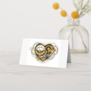 Carte De Placement Cœur Steampunk avec un Manomètre