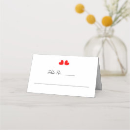 Carte De Placement Coeurs d'amour rouge sur Mariage blanc