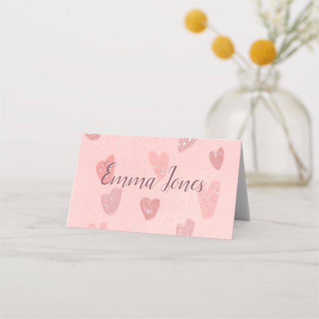 Carte De Placement Coeurs mignons aux motifs roses (Devant)