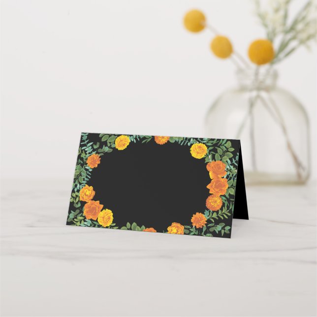 Carte De Placement Collection Mariage gothique d'Halloween noir et or (Devant)