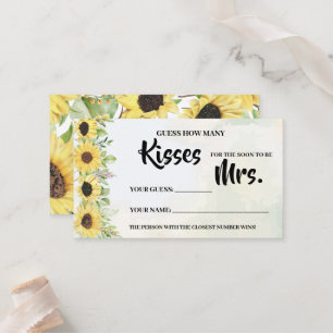 Carte De Placement Combien de baisers pour Mme Sunflower Shower Game 