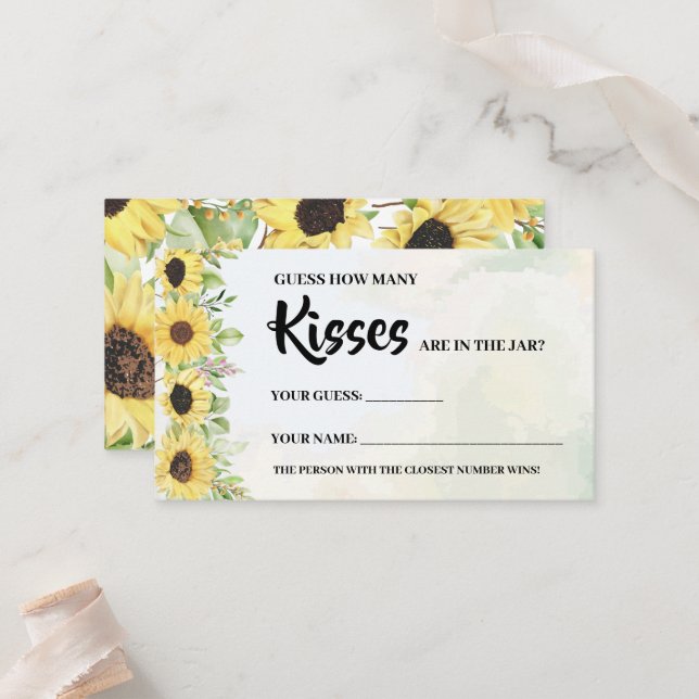 Carte De Placement Combien de baisers Sunflowers Fête des mariées Car (Devant/Arrière en situation)
