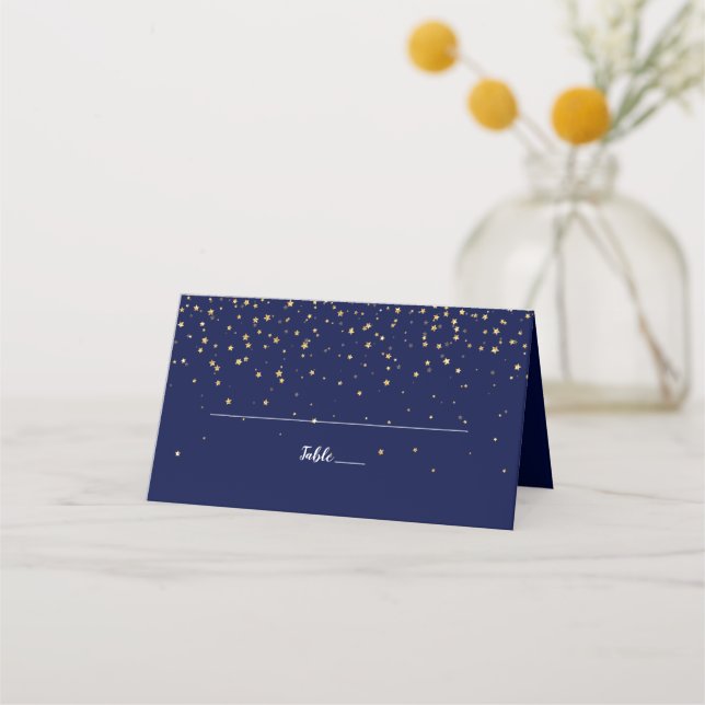Carte De Placement Confetti d'or | Carte Mariage de la Marine (Devant)