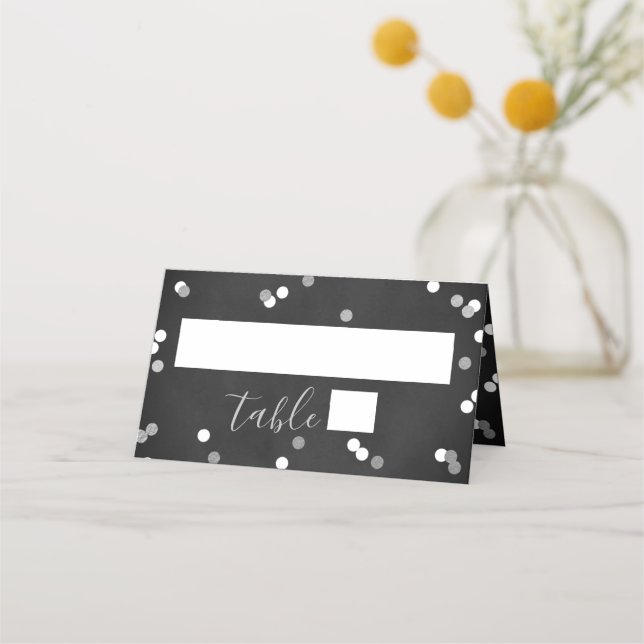 Carte De Placement Confettis argentés pour Baby Shower (Devant)