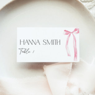 Carte De Placement Coquette Pink Bow Nom de la nuptiale Siège