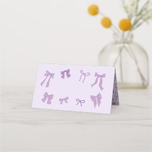 Carte De Placement Coquette Purple Bow Thème Fête Étiquette alimentai