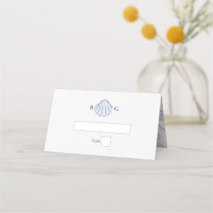 Carte De Placement Coquilles de palourdes bleues Mariage sur la plage