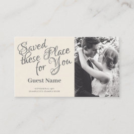 Carte De Placement Couple Mariage baiser en monochrome