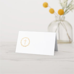 Carte De Placement Courbe en or Faux simple avec croix