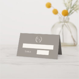 Carte De Placement Couronne de mariage taupe ivoire monogrammée
