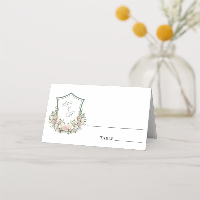 Carte De Placement Couronne florale rose (Devant)