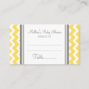 Carte De Placement Couvert jaune de Tableau de baby shower de Chevron