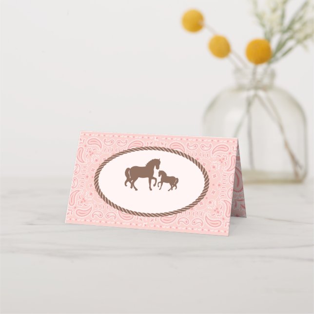 Carte De Placement Cowgirl | Silhouette du cheval (Devant)