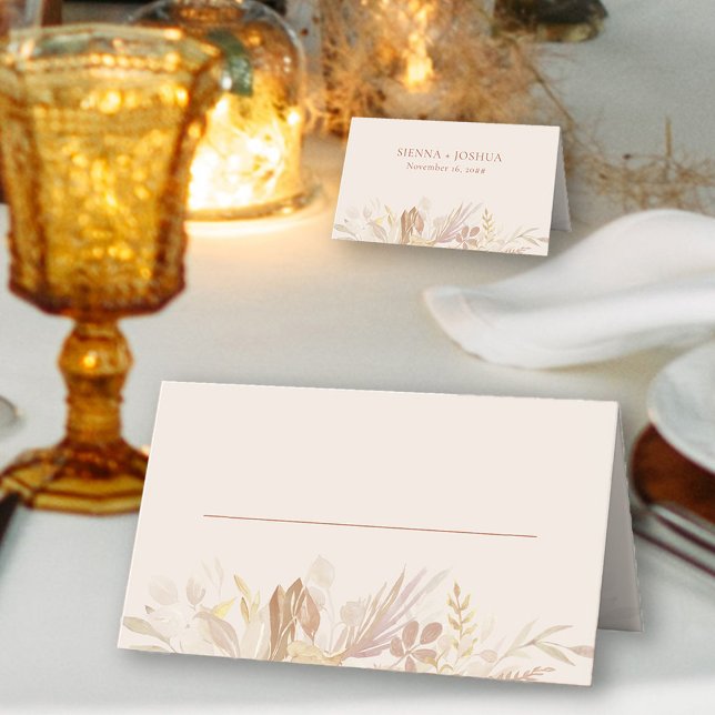 Carte De Placement Crème de mariage botanique brûlée orange personnal (Cream table place card from the Foliage Duet wedding collection by Darling & May)