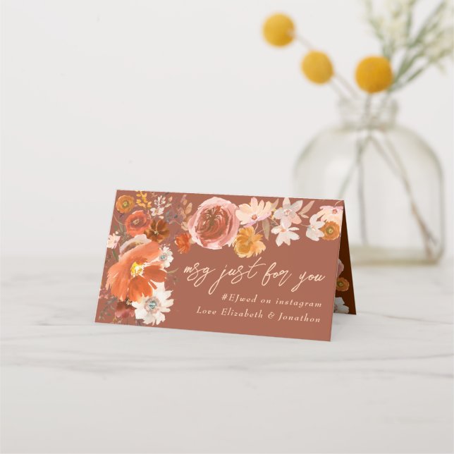 Carte De Placement Crème de terre Floral Automne Chaise Table Mariage (Dos)