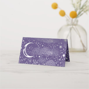 Carte De Placement Crescent Moon Starry Nuit Mariage céleste