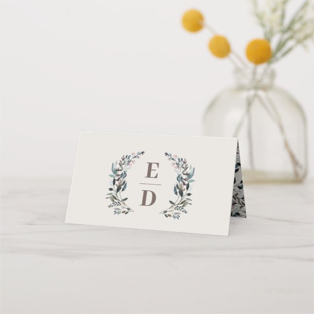 Carte De Placement Crest jardin | Eggshell | Tableau Monogramme Maria (Devant)