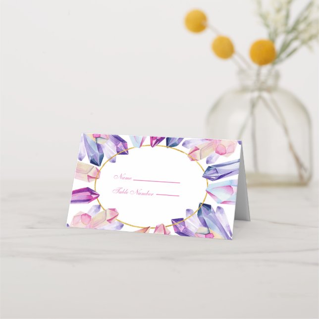 Carte De Placement Cristaux rose violet et jaune Nom du lieu (Devant)